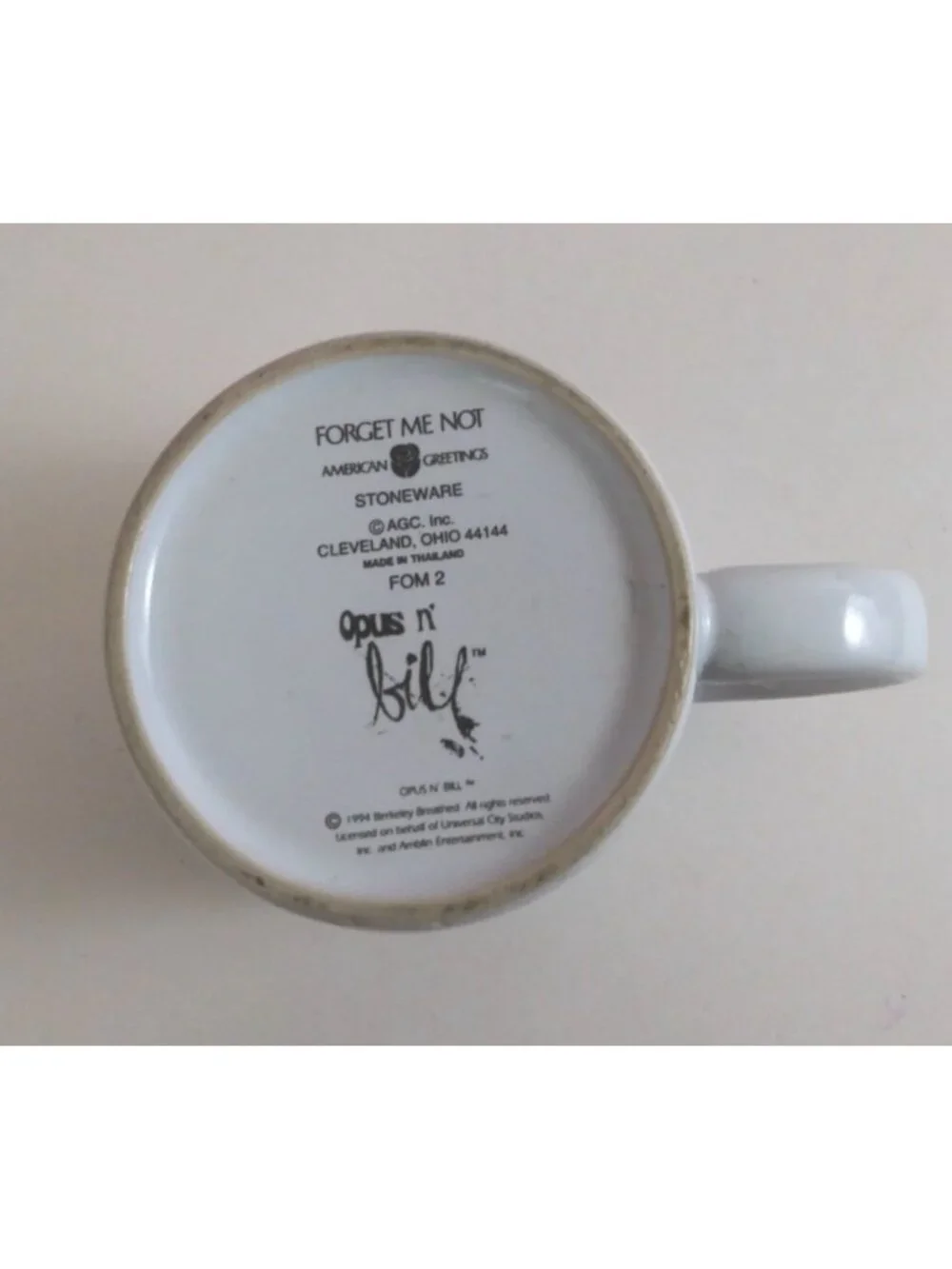 1994 American Greeting Opus N Bill Before Coffee After Coffee Novelty Coffee Cup